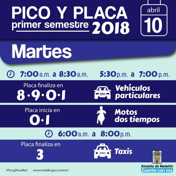 Pico y Placa primer semestre 2018